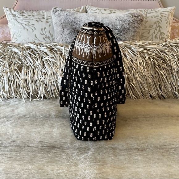 Vintage VERA BRADLEY Zebras 2001 Medium Button Tote Black Brown Cream Quilted - Picture 5 of 11